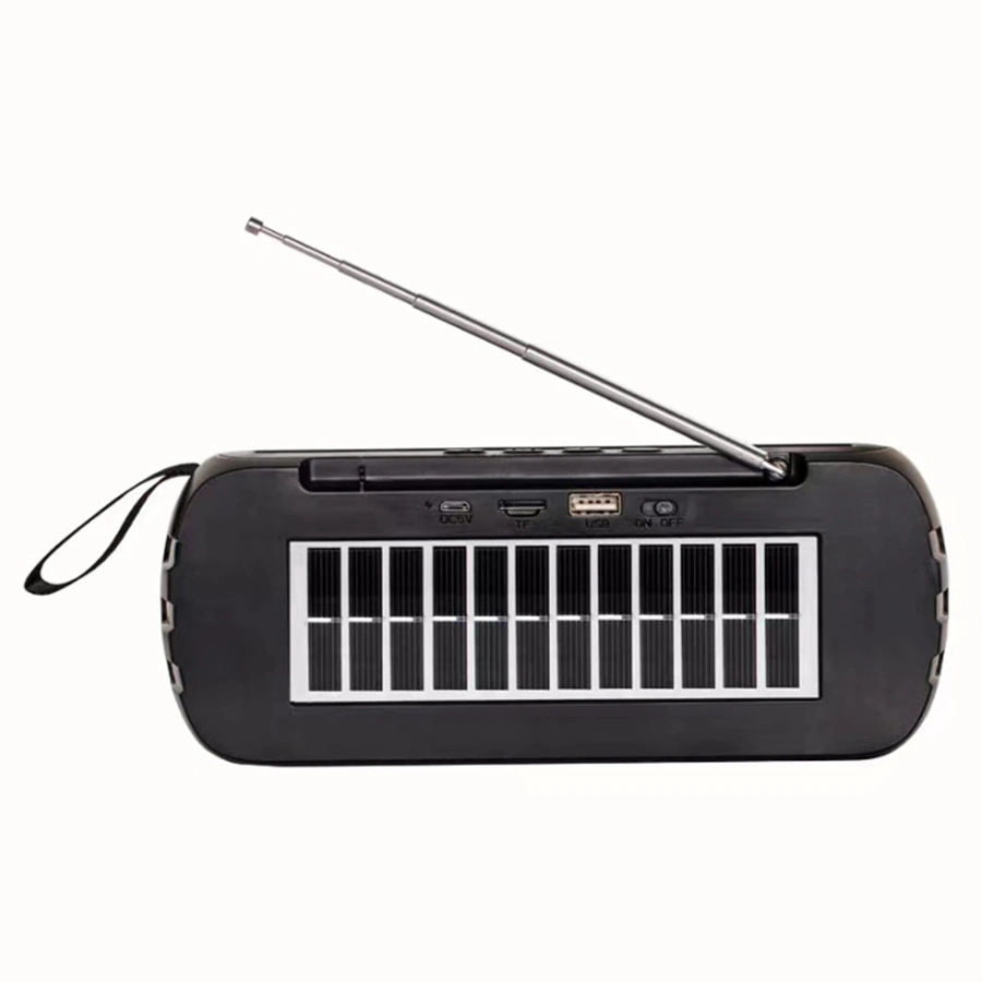 Rechargeable Trolley Bluetooth Battery Solar Speaker with USB TF Aux Wireless Mic and Light