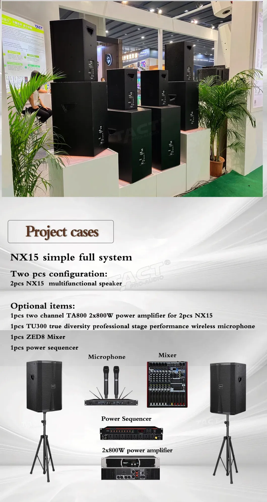 Tact Brand Nx15p Portable Active PA Speaker System 500W for Club